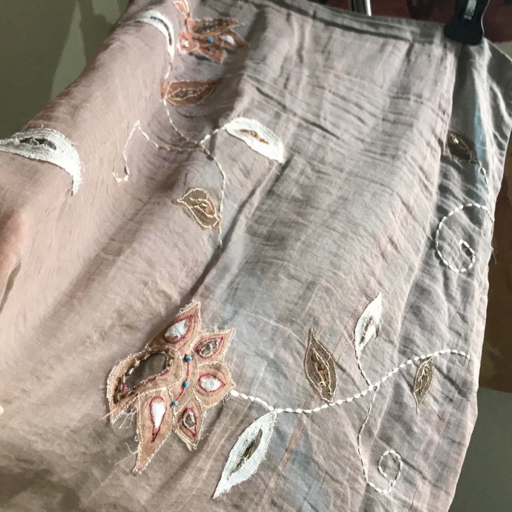 Embroidered see through with lining skirt